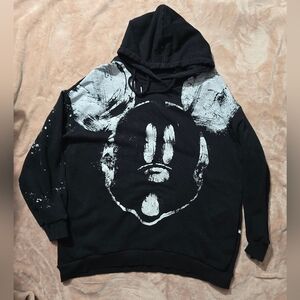 Designal Mickey Oversize Hooded Sweatshirt Dress Black Size M
